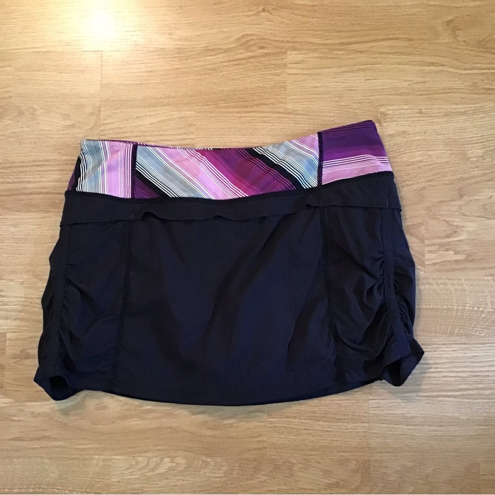Black Skirt with Multicolor Striped Waistband